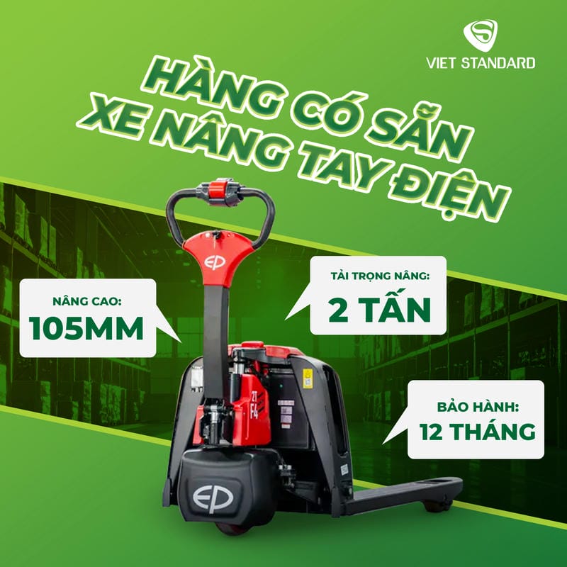 Xe nâng tay điện 3 tấn đáp ứng nhu cầu di chuyển pallet nặng trong nhà